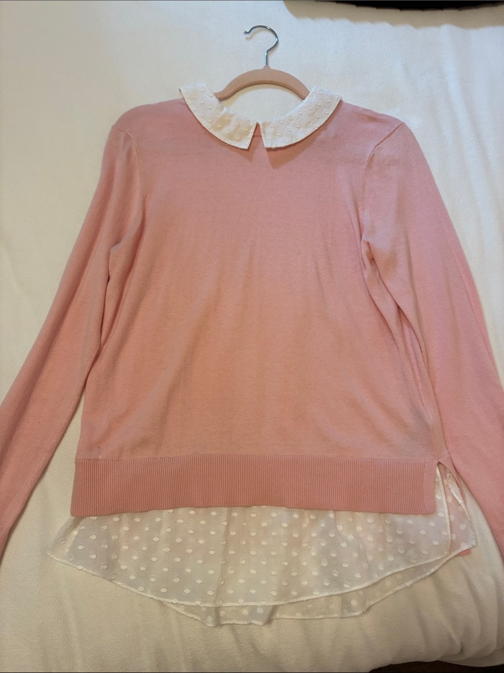 Ted Baker London Pink Layered Sweater with White Peter Pan Collar